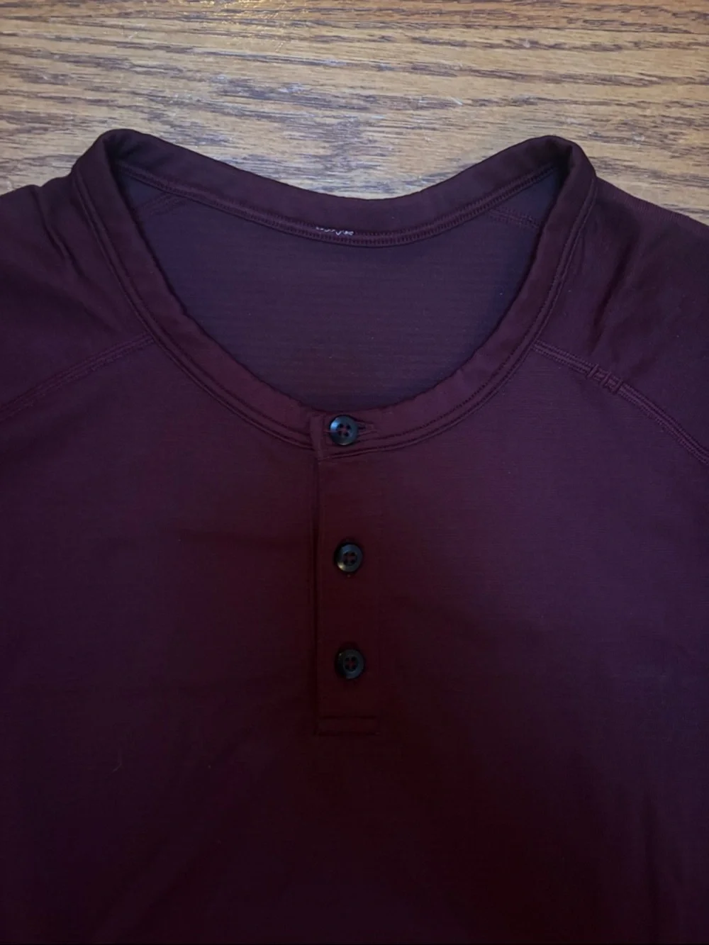 lululemon athletica Men's Long-Sleeve Henley - Burgundy - Picture 2 of 3